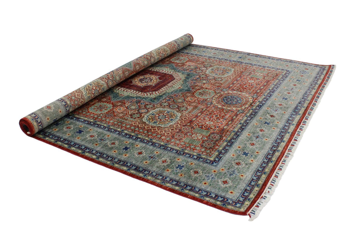 8x10 Red and Green Turkish Tribal Rug