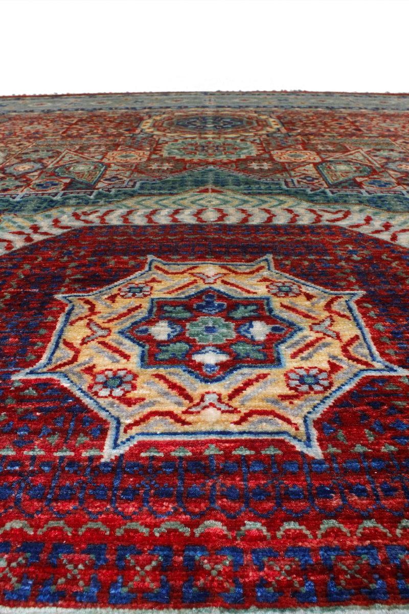 Vintage Handmade 8x10 Red and Green Anatolian Turkish Traditional Distressed Area Rug