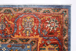 Vintage Handmade 10x13 Blue and Rust Anatolian Turkish Tribal Distressed Area Rug