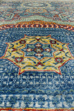Vintage Handmade 7x10 Blue and Green Anatolian Turkish Traditional Distressed Area Rug