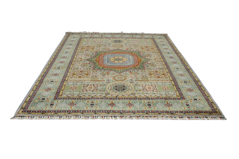 Vintage Handmade 7x10 Multicolor and Green Anatolian Turkish Traditional Distressed Area Rug