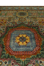 Vintage Handmade 7x10 Multicolor and Green Anatolian Turkish Traditional Distressed Area Rug