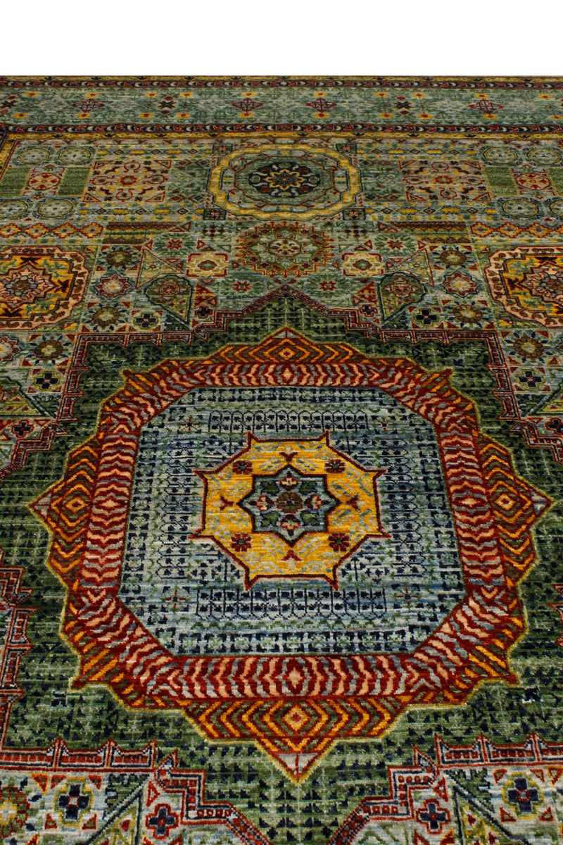 Vintage Handmade 7x10 Multicolor and Green Anatolian Turkish Traditional Distressed Area Rug
