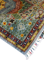 Vintage Handmade 7x10 Multicolor and Green Anatolian Turkish Traditional Distressed Area Rug