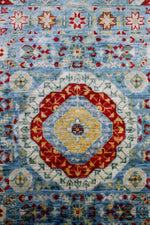 Vintage Handmade 8x11 Blue and Pink Anatolian Turkish Traditional Distressed Area Rug