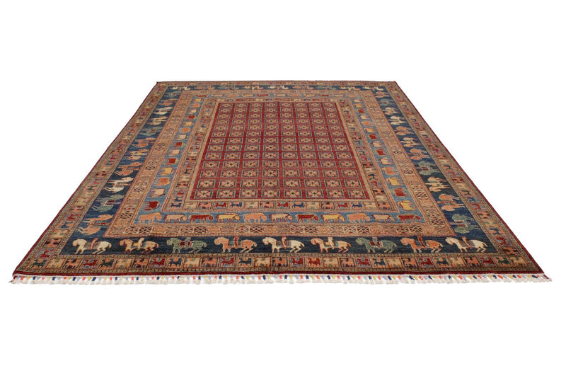 8x11 Red and Navy Anatolian Traditional Rug