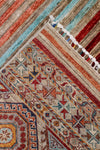 Vintage Handmade 8x12 Gray and Multicolor Anatolian Turkish Tribal Distressed Area Rug