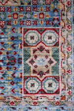 Vintage Handmade 8x10 Blue and Pink Anatolian Turkish Traditional Distressed Area Rug