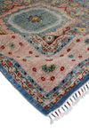 Vintage Handmade 8x10 Blue and Pink Anatolian Turkish Traditional Distressed Area Rug