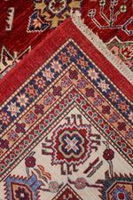 8x12 Red and Ivory Kazak Tribal Rug