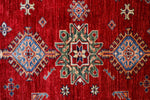 8x12 Red and Ivory Kazak Tribal Rug