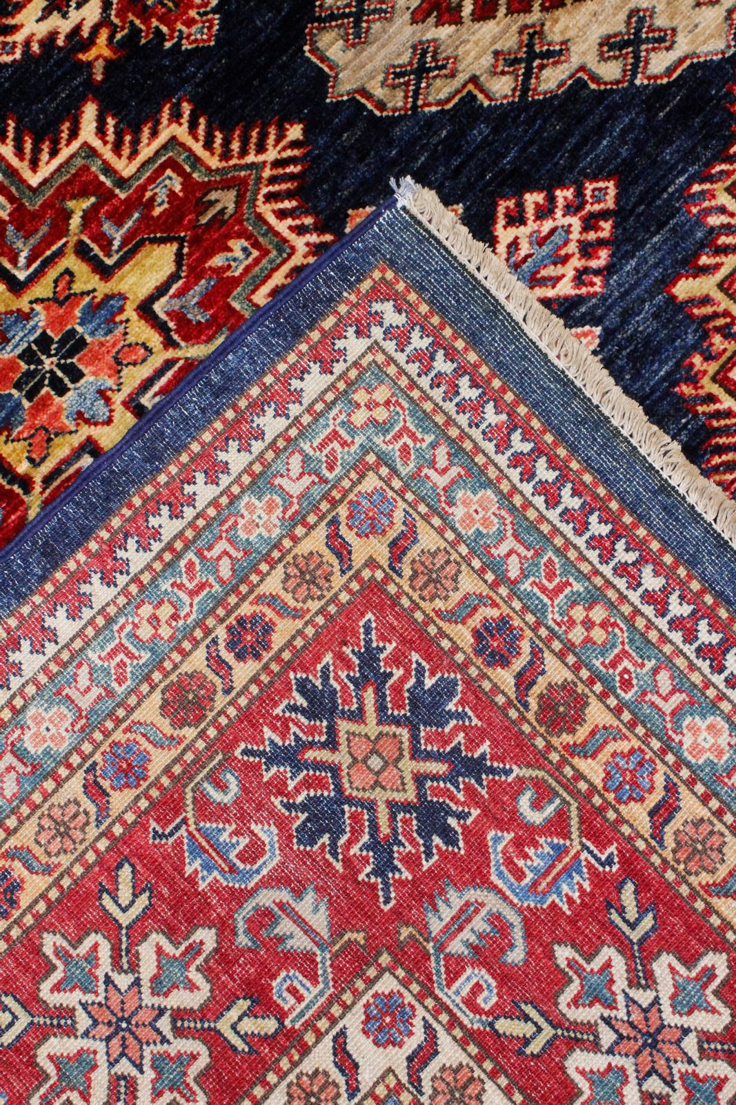 8x12 Red and Navy Kazak Tribal Rug