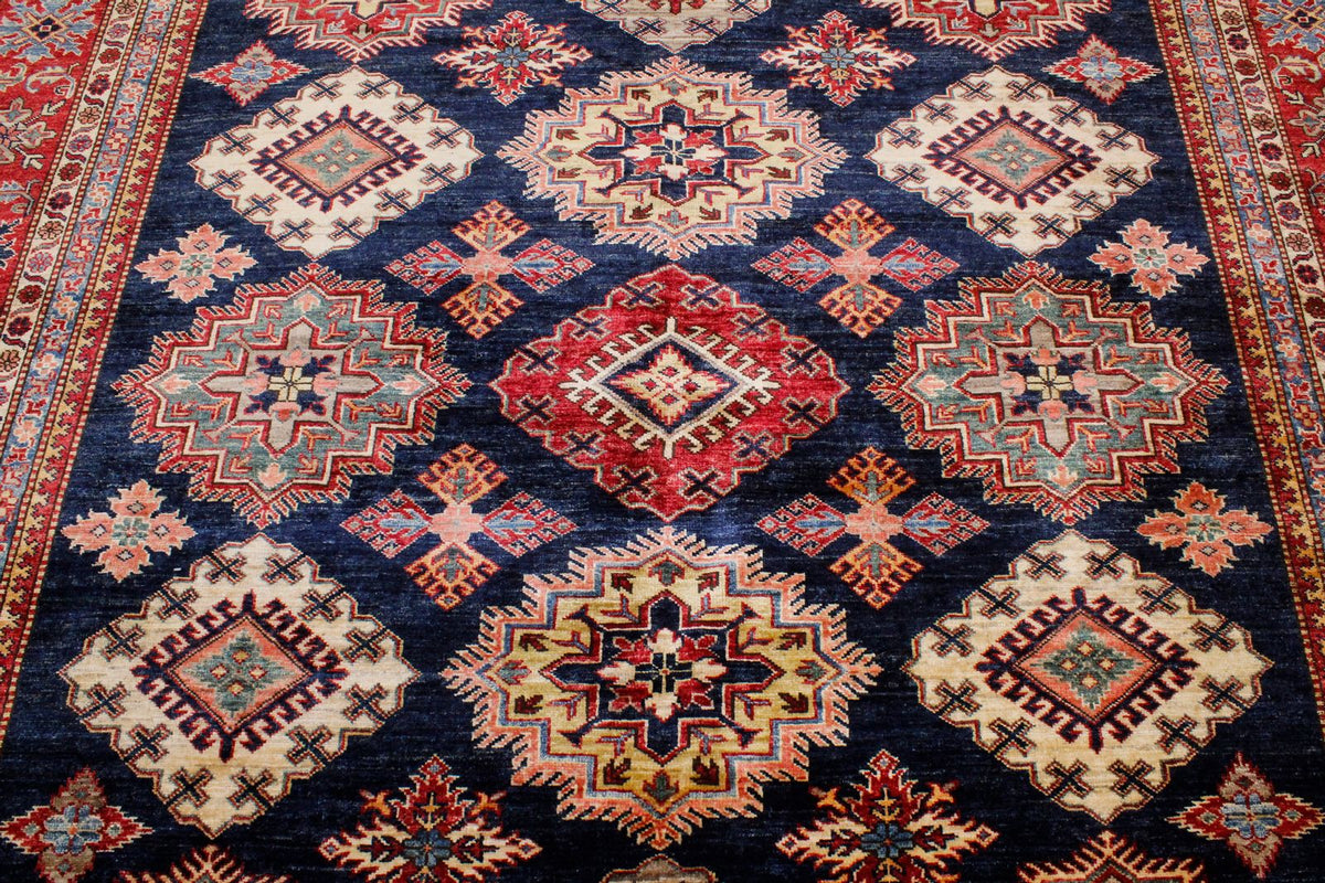 8x12 Red and Navy Kazak Tribal Rug