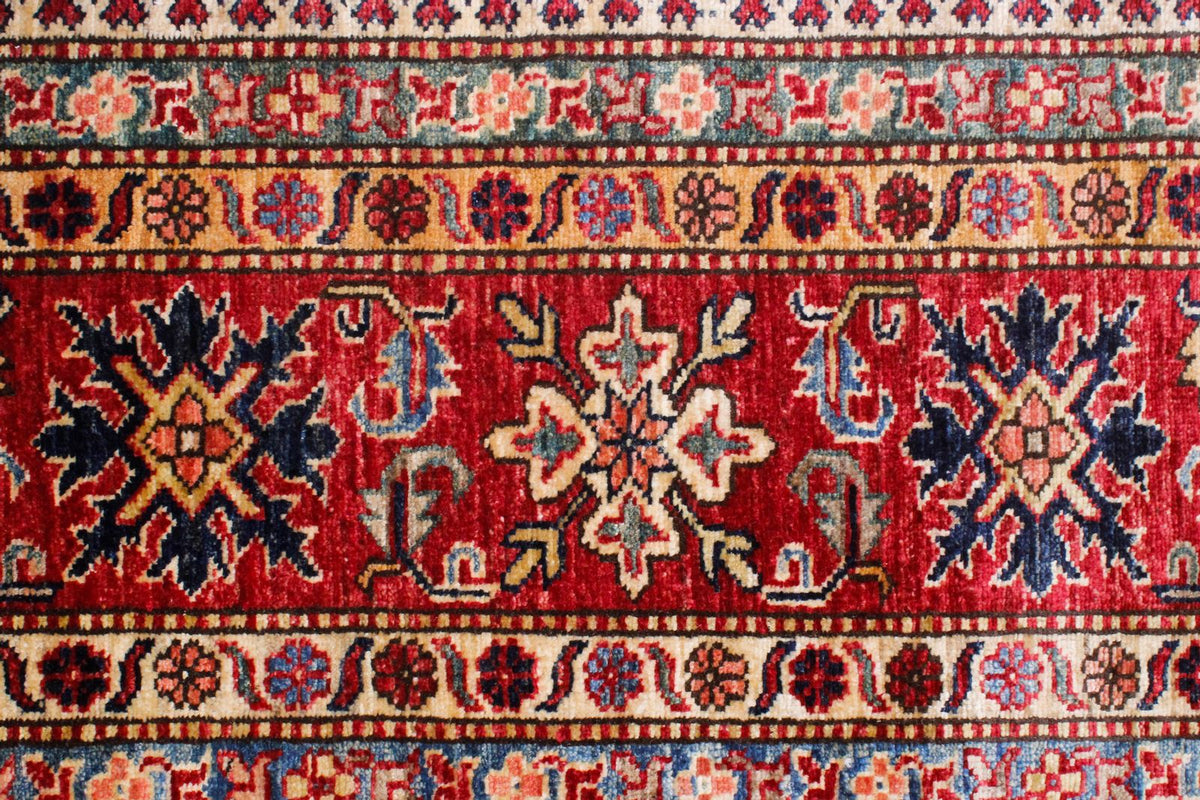8x12 Red and Navy Kazak Tribal Rug