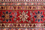 Vintage Handmade 8x12 Red and Navy Anatolian Caucasian Tribal Distressed Area Rug