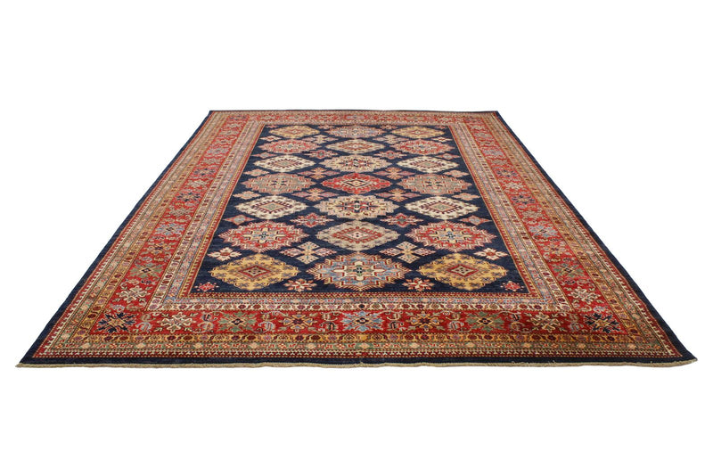 8x12 Red and Navy Kazak Tribal Rug