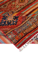 Vintage Handmade 9x12 Red and Multicolor Anatolian Turkish Tribal Distressed Area Rug