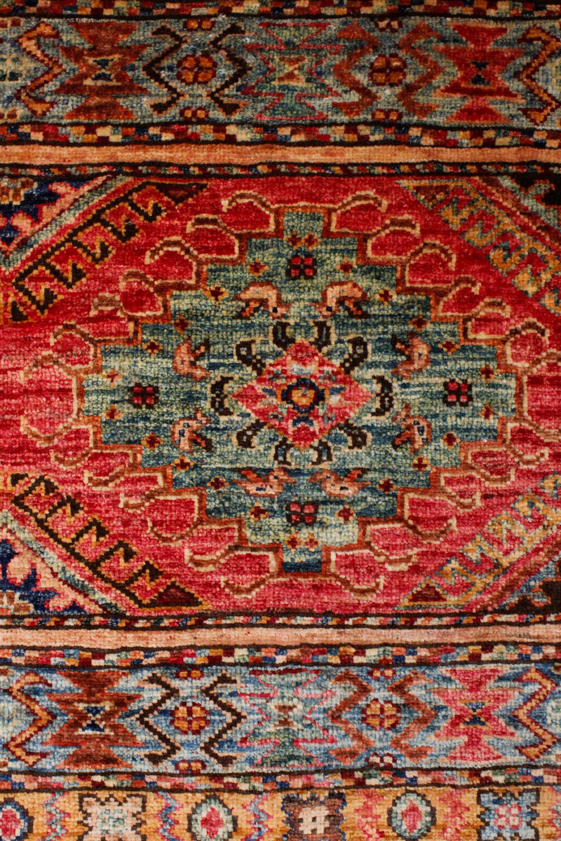 Vintage Handmade 9x12 Red and Multicolor Anatolian Turkish Tribal Distressed Area Rug