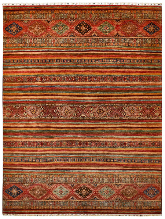 9x12 Red and Multicolor Tribal Rug