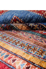5x7 Multicolor and Blue Turkish Tribal Rug