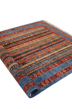 5x7 Multicolor and Blue Turkish Tribal Rug