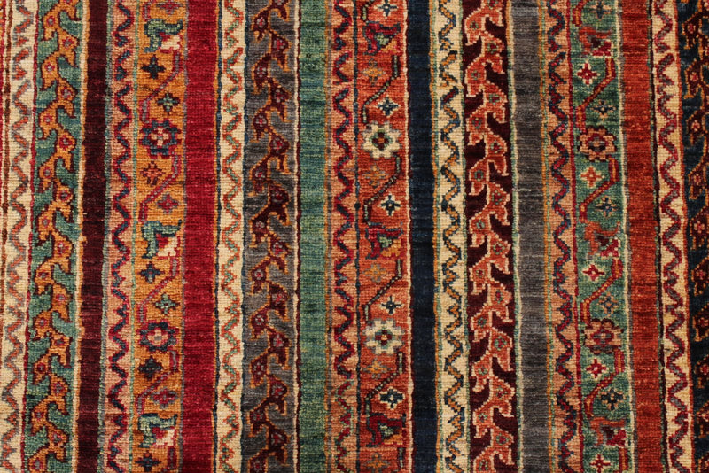 6x8 Multicolor and Gray Turkish Tribal Rug