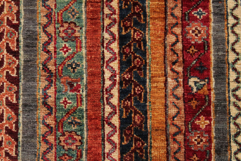 6x8 Multicolor and Gray Turkish Tribal Rug