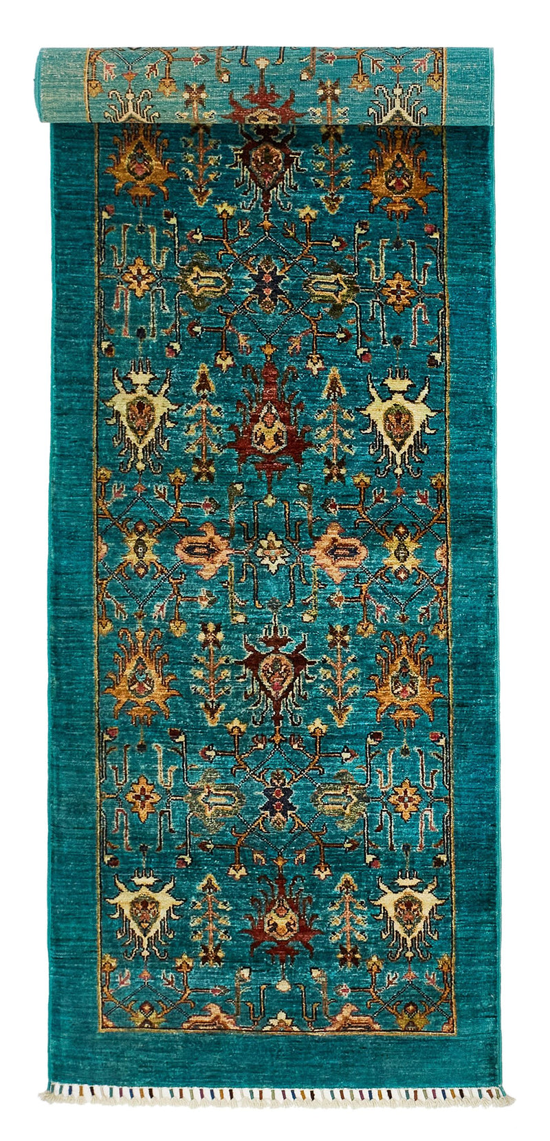 3x10 Turquoise and Multicolor Turkish Tribal Runner