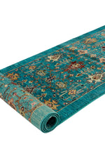 3x10 Turquoise and Multicolor Turkish Tribal Runner