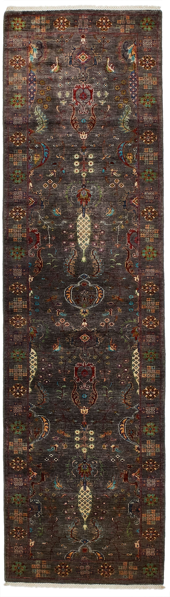 3x10 Gray and Multicolor Turkish Tribal Runner