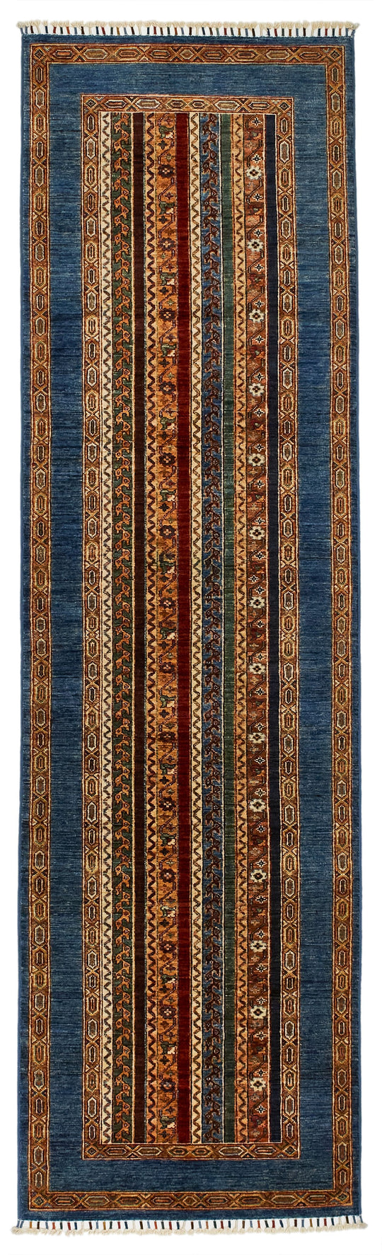 3x10 Multicolor and Blue Turkish Tribal Runner