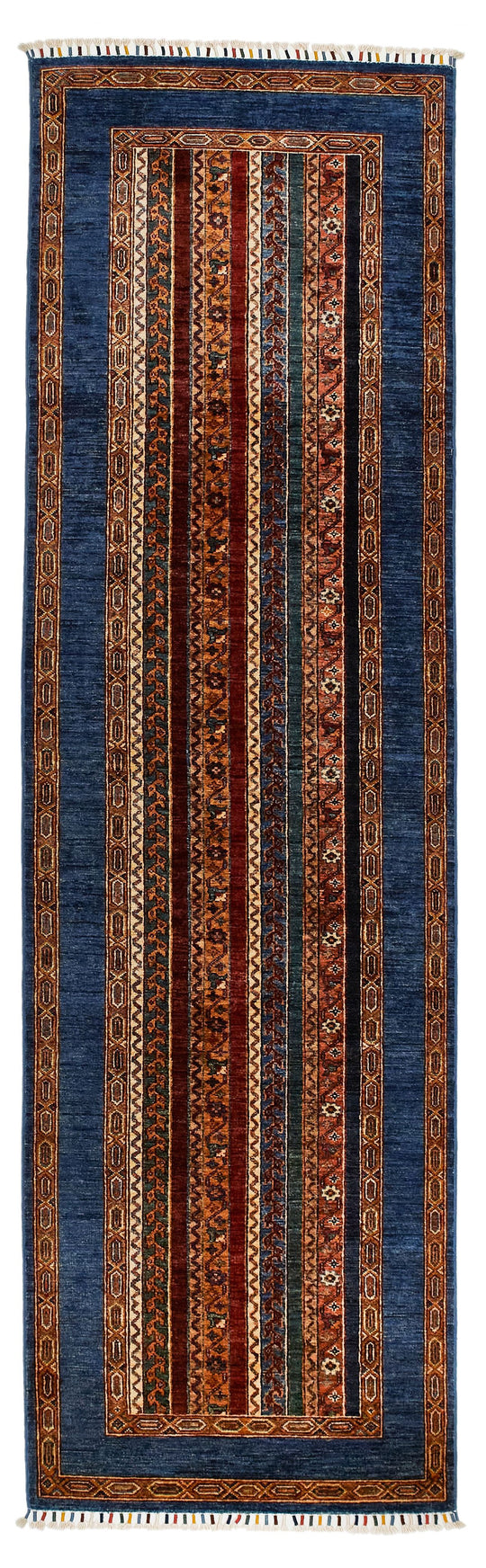 3x10 Multicolor and Blue Turkish Tribal Runner