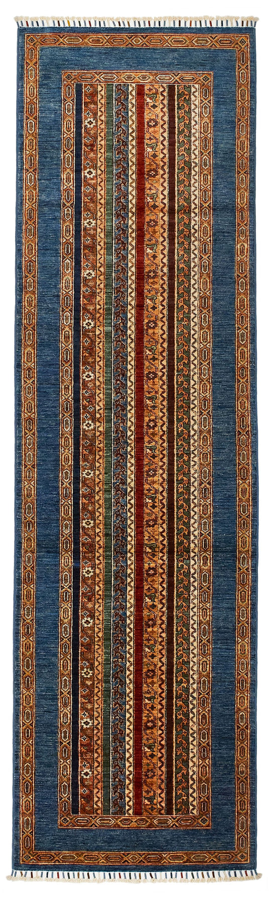3x10 Multicolor and Blue Turkish Tribal Runner