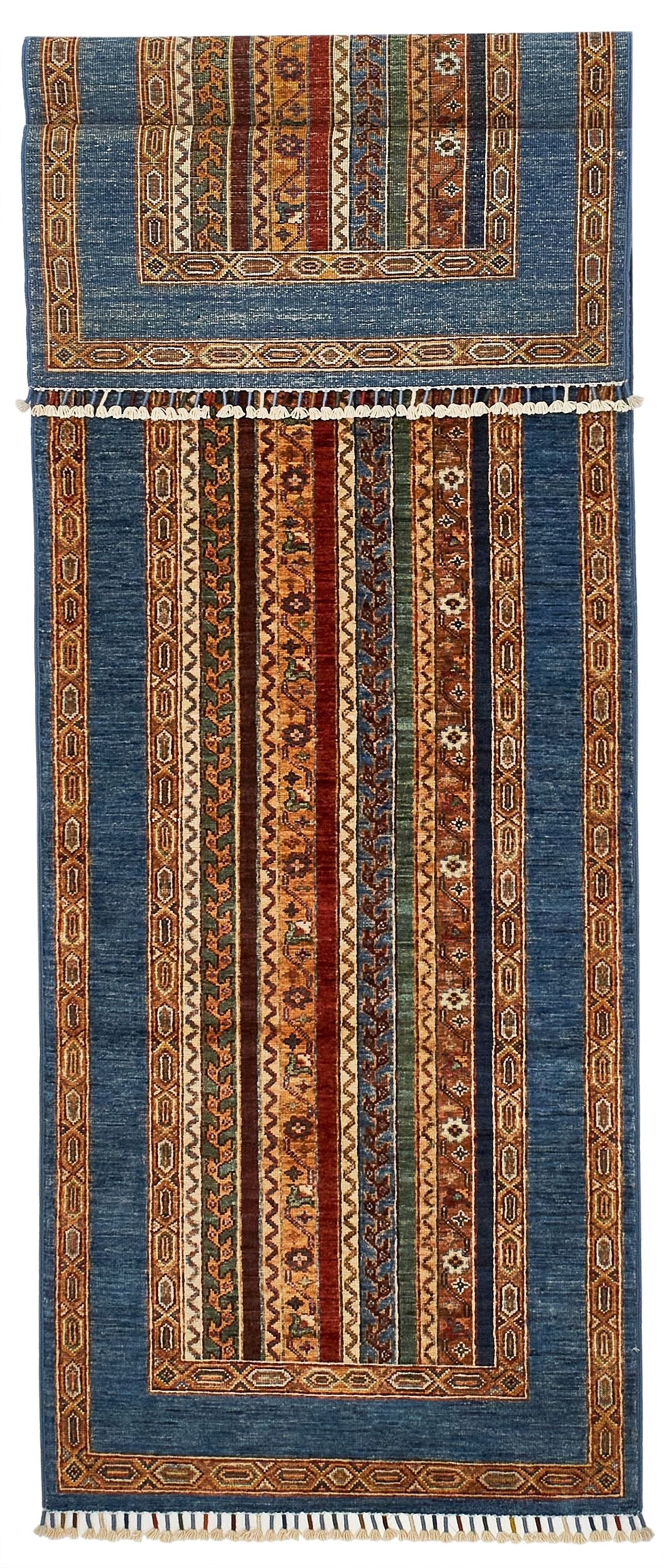 3x10 Multicolor and Blue Turkish Tribal Runner