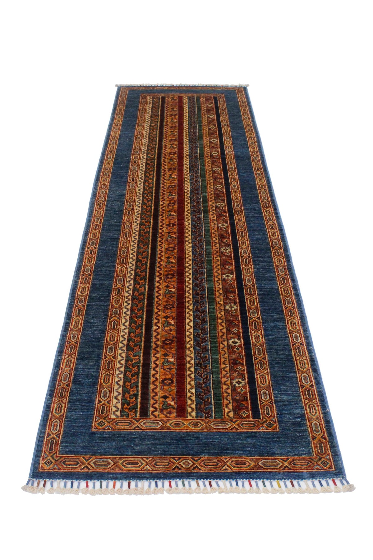3x10 Multicolor and Blue Turkish Tribal Runner