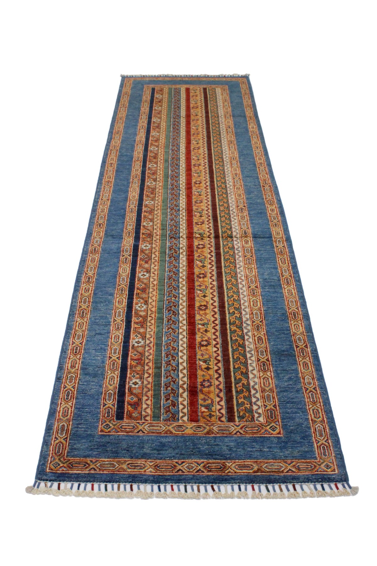 3x10 Multicolor and Blue Turkish Tribal Runner