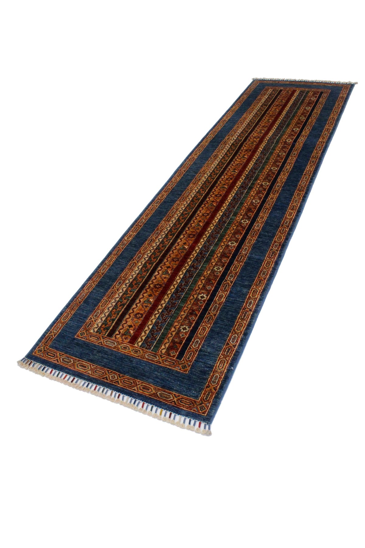 3x10 Multicolor and Blue Turkish Tribal Runner