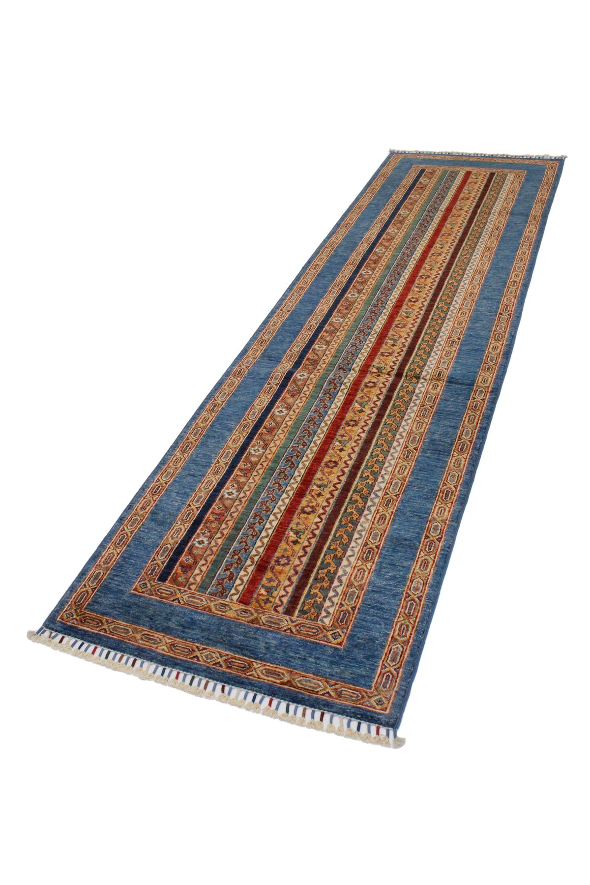 3x10 Multicolor and Blue Turkish Tribal Runner
