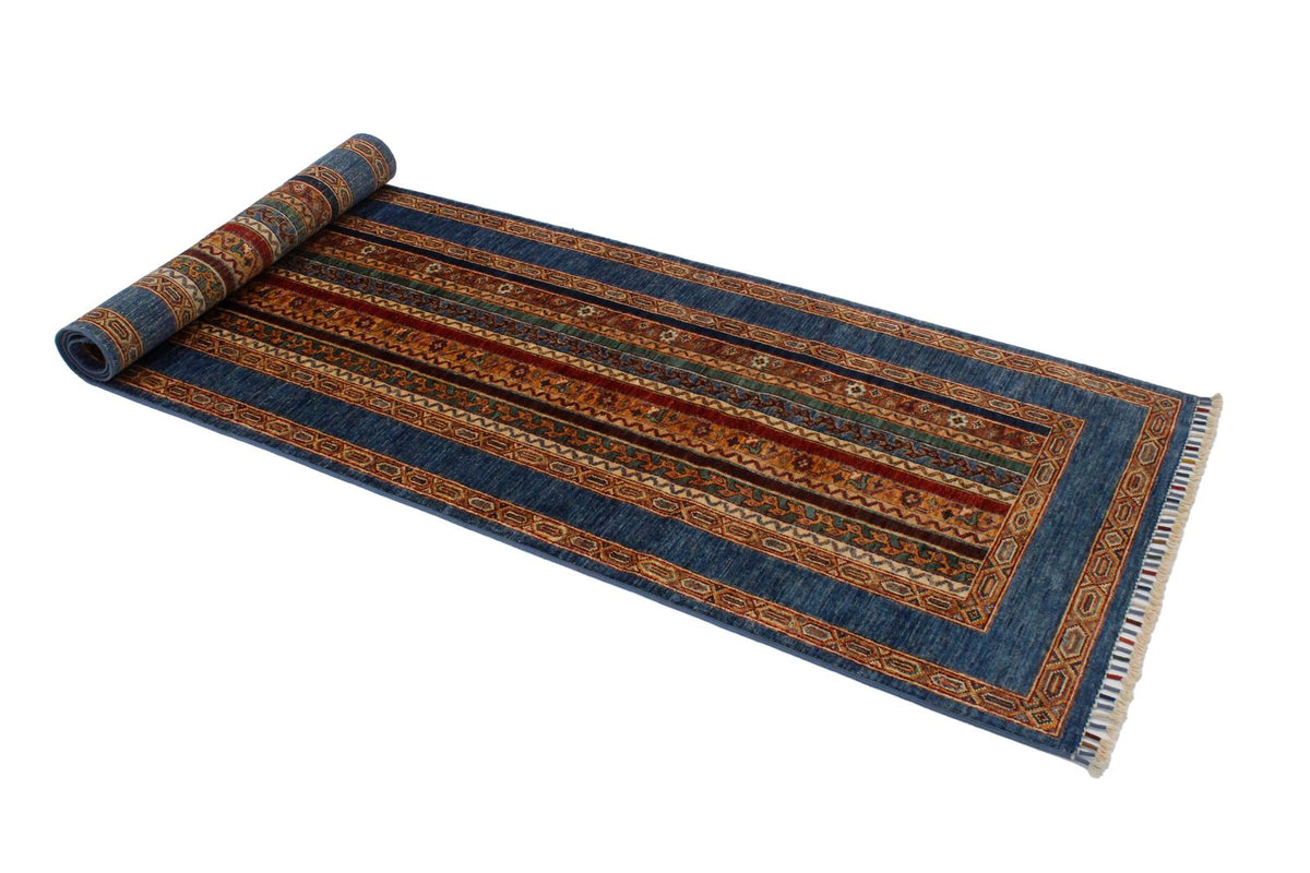 3x10 Multicolor and Blue Turkish Tribal Runner