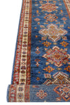 Vintage Handmade 3x13 Light Blue and Ivory Anatolian Caucasian Tribal Distressed Area Rug