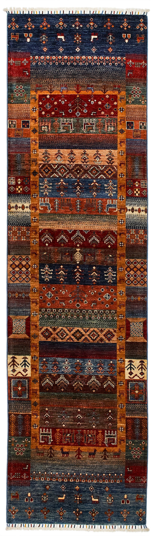 3x8 Brown and Multicolor Turkish Tribal Runner