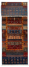 Vintage Handmade 3x8 Brown and Multicolor Anatolian Turkish Tribal Distressed Area Runner