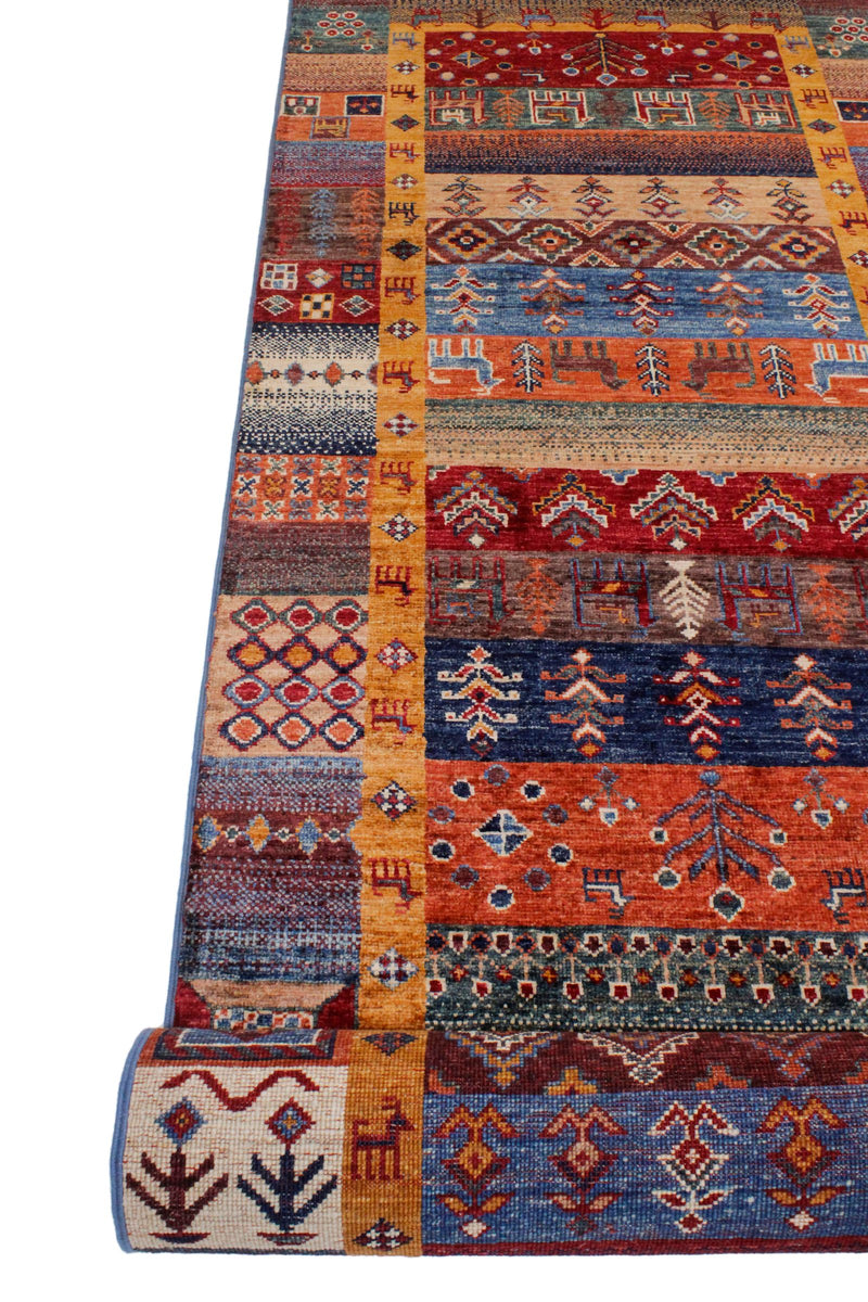 Vintage Handmade 3x8 Brown and Multicolor Anatolian Turkish Tribal Distressed Area Runner