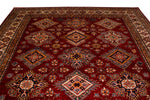 9x12 Red and Ivory Kazak Tribal Rug