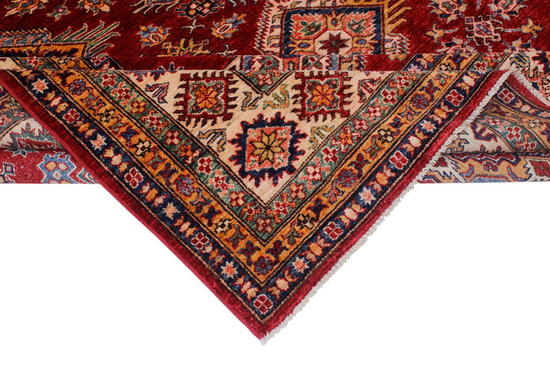 9x12 Red and Ivory Kazak Tribal Rug