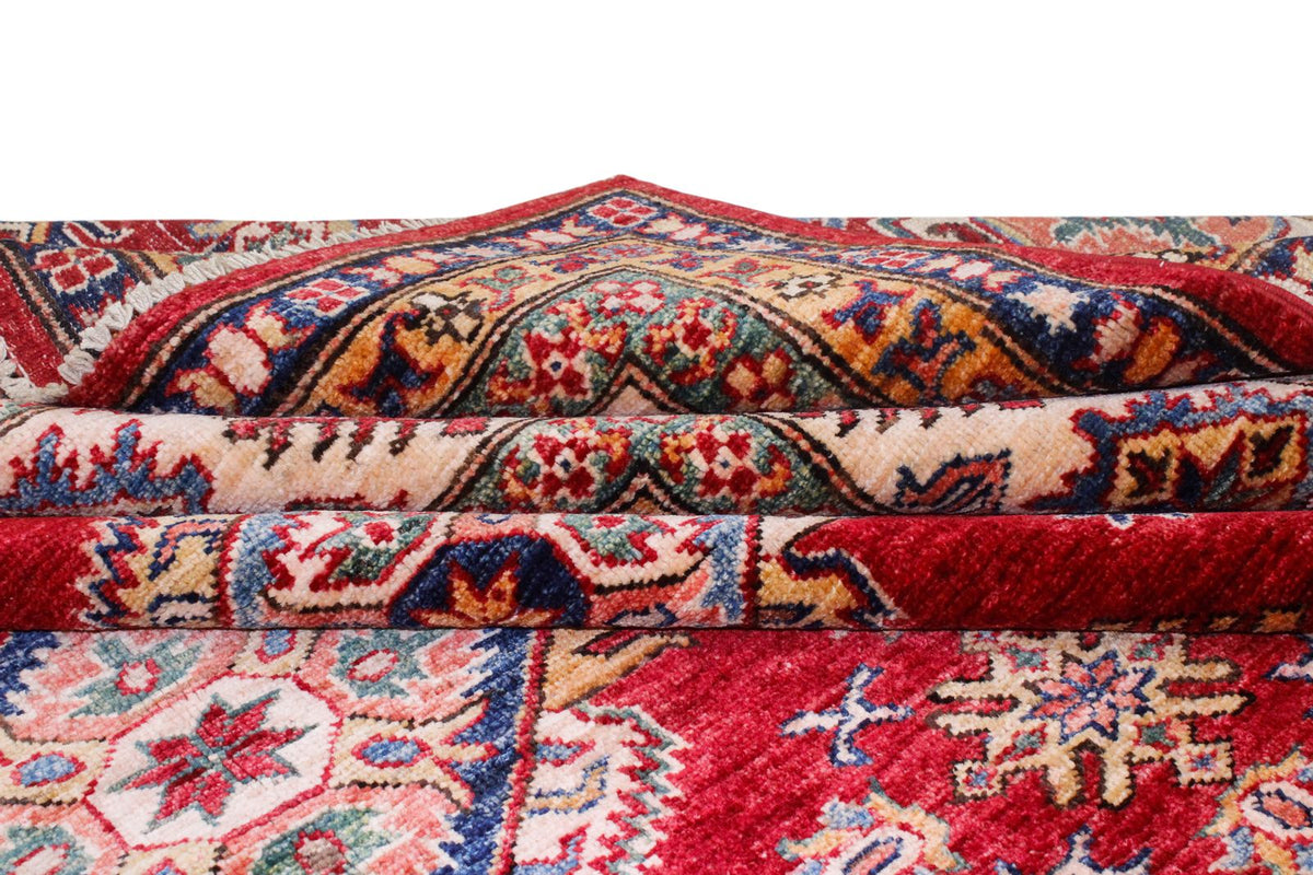 9x12 Red and Ivory Kazak Tribal Rug