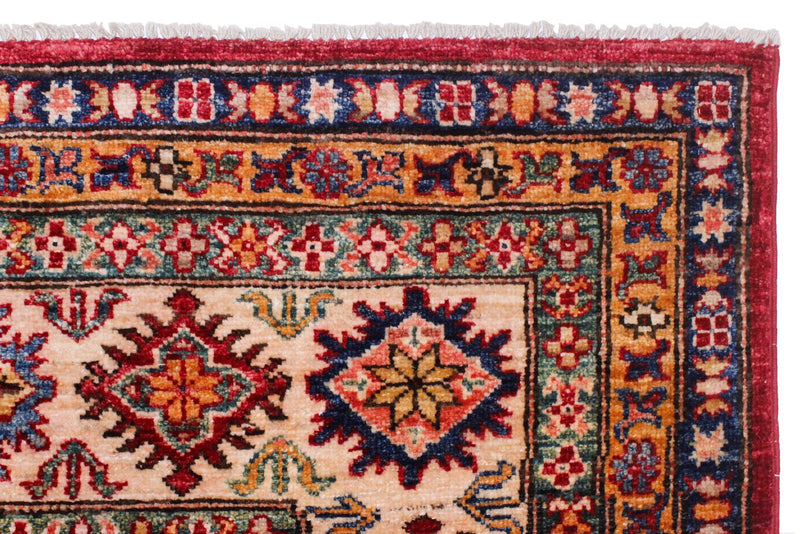 9x12 Red and Ivory Kazak Tribal Rug