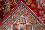 9x12 Red and Ivory Kazak Tribal Rug
