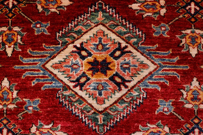 9x12 Red and Ivory Kazak Tribal Rug