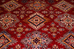9x12 Red and Ivory Kazak Tribal Rug